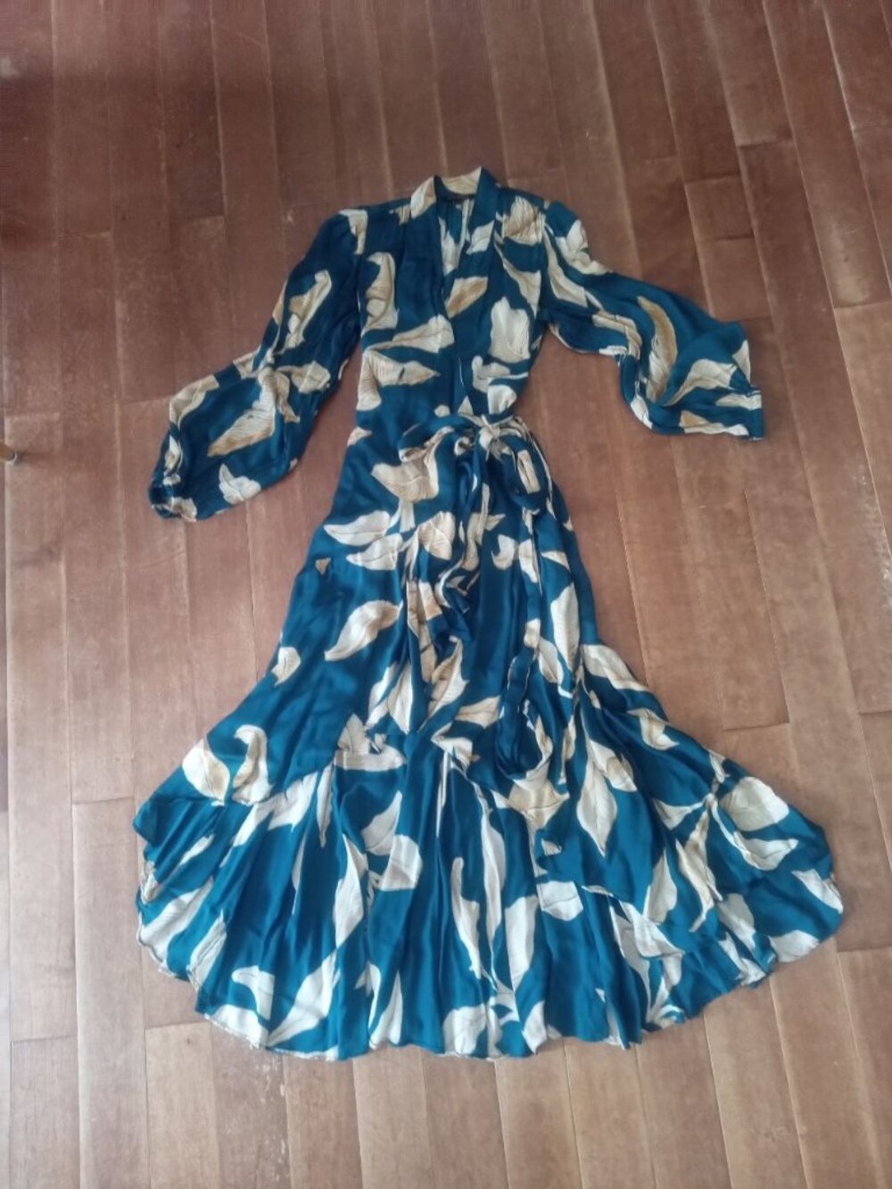 Banana Republic Formal Satin Ruffle Wrap Dress S - Picture 3 of 5